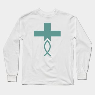 Jesus Fish Cross Symbol of Christianity Long Sleeve T-Shirt